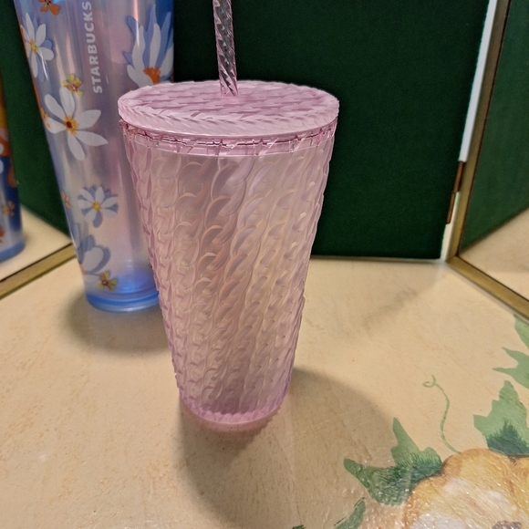 Starbucks Other - Starbucks Gel Pearl Pink Chainlink Venti Tumbler 16oz